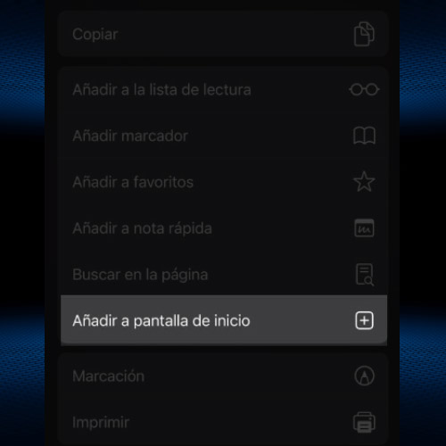 Añadir a la pantalla de inicio de 1Win